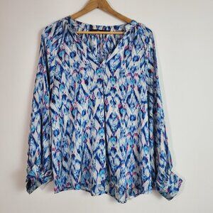 Hazel Hazel Hazel Top Medium Blue Abstract Ikat Boho Maximalist Popover Artsy
